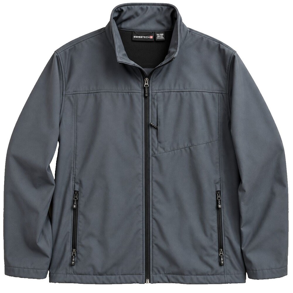 SwissTech Mens 2XL Gray Softshell Jacket Full Zip Fleece Lined Outdoor Coat